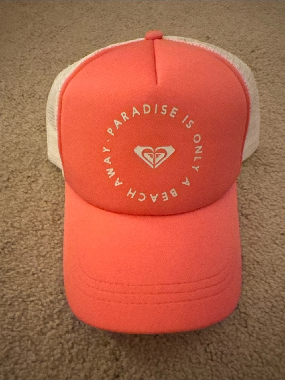 Roxy Coral Pink Logo Mesh Trucker Hat